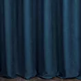 Zasłona szyta na flexach granatowa z miękkiej tkaniny o welurowej strukturze i wyraźnym splocie