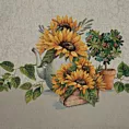 Obrus naturalno, żółty 140x180 cm gobelinowy z wzorem kwiatów słonecznika