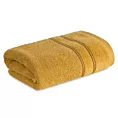 Ręcznik kąpielowy 50x90 cm bawełniany kolor musztardowy z kontrastującymi paseczkami 500 g/m2 SIBEL