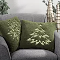 Poszewka na poduszkę 45x45 cm z tkaniny typu bukla ciemnozielono, szampańska zdobiona haftowaną gwiazdą