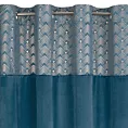 Zasłona niebieska ze złotym wzorem z błyszczącego welwetu 140x250 cm przelotka - ELEN