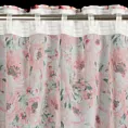 Zasłona biało, różowa z nadrukiem malowanych różowych kwiatów z etaminy 140x270 cm taśma /szelki - OLIWIA