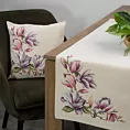 Poszewka na poduszkę 45x45 cm gobelinowa popielato, różowa z tkanym motywem kwitnących magnolii GOB