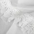 Komplet firan białych zdobionych aplikacją z gipiurą z perełkami 140x270 cm taśma+troczek ELENA