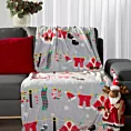 Koc 150x200 cm szaro, czerwony z motywem świątecznym