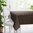 Obrus szyty ciemnobrązowy z miękkiej półmatowej tkaniny welwetowej