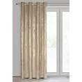 Zasłona welwetowa beżowo, szampańska zdobiona przecieranym wzorem 140x250 cm przelotka - RENIA