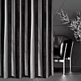 Zasłona szyta na taśmie 5 cm czarno srebrna z szenilowej tkaniny w klasyczne pionowe pasy przetykane błyszczącą nicią