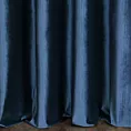 Zasłona szyta na tunelu granatowa z tkaniny welwetowej w pionowe prążki, wykończona obciążnikiem