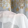 Firana świąteczna biało, złota z etaminy zdobiona aplikacją z motywem gwiazdek 140x250 cm przelotki - XMAS