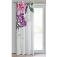Komplet zasłon 2 szt biało, różowe z lekkiej etaminy z motywem letnich kwiatów 140x260 cm przelotka ISA