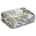 Koc 150x200 cm biało, beżowy miękki w dotyku z nadrukiem liści monstery KORFU Design 91