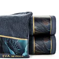 Ręcznik kąpielowy 50x90 cm bawełniany kolor stalowy,niebieski z designerską bordiurą 500 g/m2 Eva Minge