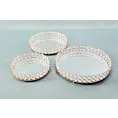 Okrągła taca dekoracyjna MESI z lustrzanym blatem i ażurowym obrzeżem z metalu i kryształów