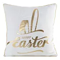 Poszewka na poduszkę 45x45 cm biało, złota z ozdobną lamówką WIOSNA 41