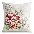 Poszewka na poduszkę 45x45 cm z tkaniny gobelinowej z szenilową nicią z motywem kwiatów czerwono naturalna