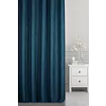 Zasłona szyta na flexach granatowa z miękkiej tkaniny o welurowej strukturze i wyraźnym splocie