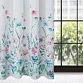 Zasłona biało, niebieska z nadrukiem malowanych kwiatów z etaminy 140x250 cm przelotka - LILIAN