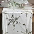 Bieżnik świąteczny na stół 40x140 cm biało, szampański welwetowy zdobiony śnieżynkami