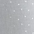 Firana biało, srebrzysta z błyszczącej etaminy zdobiona błyszczącym nadrukiem serduszek 140x250 cm przelotka GINA