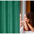 Zasłona zielona wzór geometryczny z wytłaczanego welwetu 140x250 cm przelotka - JULIA