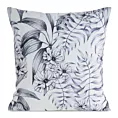 Poszewka na poduszkę 45x45 cm welwetowa biało, czarna zdobiona nadrukiem kwiatów MINK