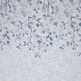Zasłona biało, granatowa z wzorem kwitnących gałązek z delikatnej etaminy 140x250 cm przelotka - ANA