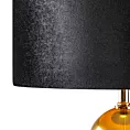 Lampa stojąca do salonu czarno, złota KAJA na podstawie łączącej szkło i metal z welwetowym abażurem