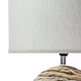 Lampa stołowa MARIA na  ceramicznej podstawie z wytłaczanym wzorem i abażurem z matowej tkaniny