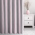 Zasłona szyta na taśmie 5 cm różowo popielata z tkaniny o naturalnym splocie z nadrukowanym wzorem w pasy