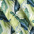 Zasłona biało, zielona w palmowe liście, zaciemniająca 140x250 cm przelotka - HANNA
