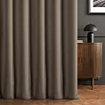 Zasłona szyta na taśmie 5 cm brązowa ze strukturalnej tkaniny typu blackout, zaciemniająca w 100%