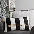 Poszewka na poduszkę 30x50 cm świąteczna welwetowa, biało czarna zdobiona złotym nadrukiem