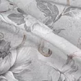 Zasłona srebrno, stalowa zdobiona nadrukiem kwiatów 140x250 cm przelotka - SIENNA