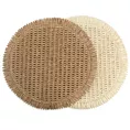 Podkładka okrągła na stół kremowa średnica 38 cm JOAN pleciona z frędzlami