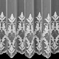 Firana szyta na taśmie 5 cm biała z matowej tkaniny ADEN ozdobionej szenilowym haftem ornamentowym Pierre Cardin