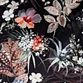 Zasłona welwetowa czarno, ruda z nadrukiem kwiatów 140x270 cm taśma - ALANI