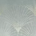 Bieżnik na stół popielato, złoty 35x140 cm welwetowy BLINK 14 z dużym wzorem wachlarzy w stylu art deco
