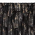 Zasłona welwetowa czarno, szampańska z błyszczącym nadrukiem palmowych liści 140x300 cm taśma - GLORIA