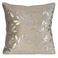 Poszewka na poduszkę 45x45 cm welwetowa pudrowo beżowa z metalicznym nadrukiem liści VELVET 71 Eurofirany Premium