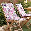 Poduszka na krzesło 45 x 90 x 3 cm  wodoodporna różowo, fioletowa  zdobione roślinnym wzorem GARDEN