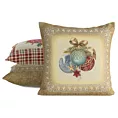 Poszewka na poduszkę świąteczna 45x45 cm bawełniana, gobelinowa złoto, błękitna z motywem bombek GOB