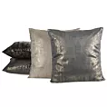 Poszewka na poduszkę 45x45 cm welwetowa szaro, szampańska zdobiona przecieranym wzorem RENIA