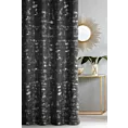 Zasłona szyta na taśmie 5 cm grafitowo złocista z tkaniny o naturalnym splocie, zdobiona błyszczcącym nadrukiem Italissima Eva Minge