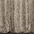 Zasłona szyta na tunelu beżowo złota z eleganckiej tkaniny w duży wzór ornamentowy