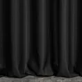 Zasłona szyta na taśmie 5 cm czarna z tkaniny w stylu eko o naturalnym splocie