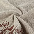 Zestaw ręczników bawełnianych na prezent 3 szt kolor beżowy,brązowy z haftowanym motywem kwiatu wiśni 400 g/m2 SOFIA