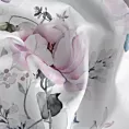Zasłona biało, różowa zdobiona nadrukiem kwiatów 140x250 cm przelotka ROSELIN