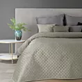 Narzuta welwetowa srebrna 200x220 cm pikowana w geometryczny wzór metodą hot press DIMON