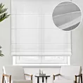 Roleta rzymska biała półprzezroczysta, matowa, o niestandardowej wysokości 360cm, z tkaniny typu batyst, wykończona obciążnikiem